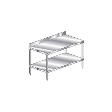 Aero Aero Manufacturing Workbench W/Undershelf, 16 Ga. 304 Series Stainless, 4" Backsplash, 36"Wx24"D 3TSB-2436